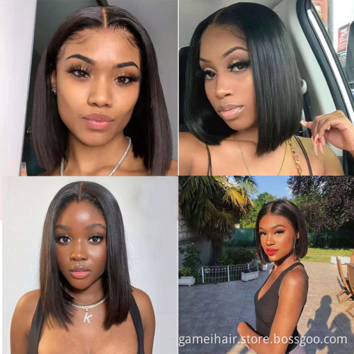Cheap Raw Indian Virgin Human Hair Hd Full Lace Forntal Bob Wigs Natural Human Hair Transparent Lace Front Wig 12a Wholesale